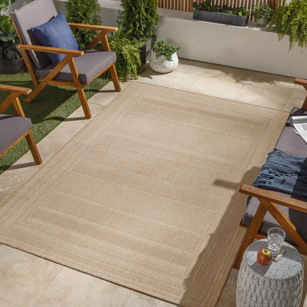 Sand & Stable Roselyn Geometric Power Loom Beige Indoor/Outdoor Patio